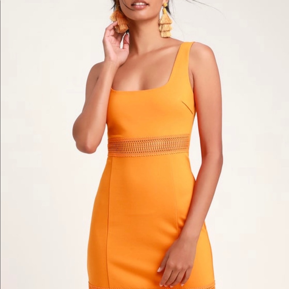 Orange fit and flair dress